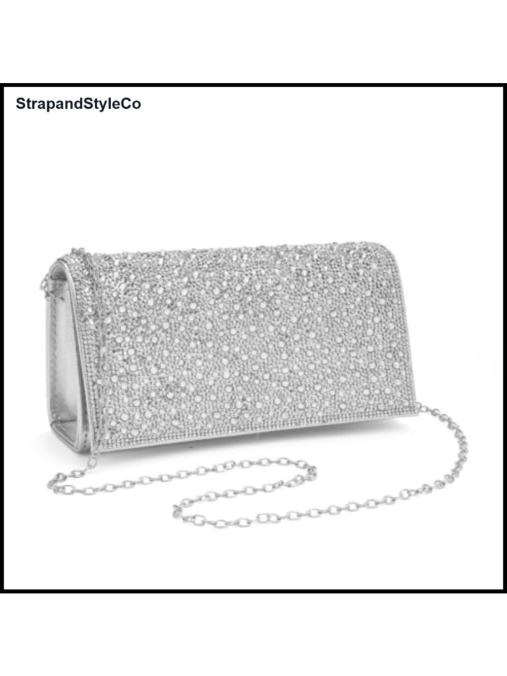 Rhinestone Envelope Flap Clutch with Detachable Chain Crossbody Evening Bag